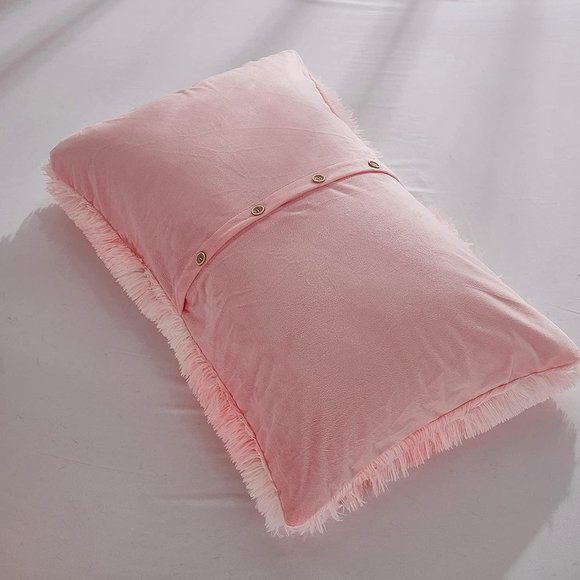 New Shaggy Fluffy Faux Fur Duvet Cover Set Button Closure Velvety Bedding Set - Picture 15 of 16
